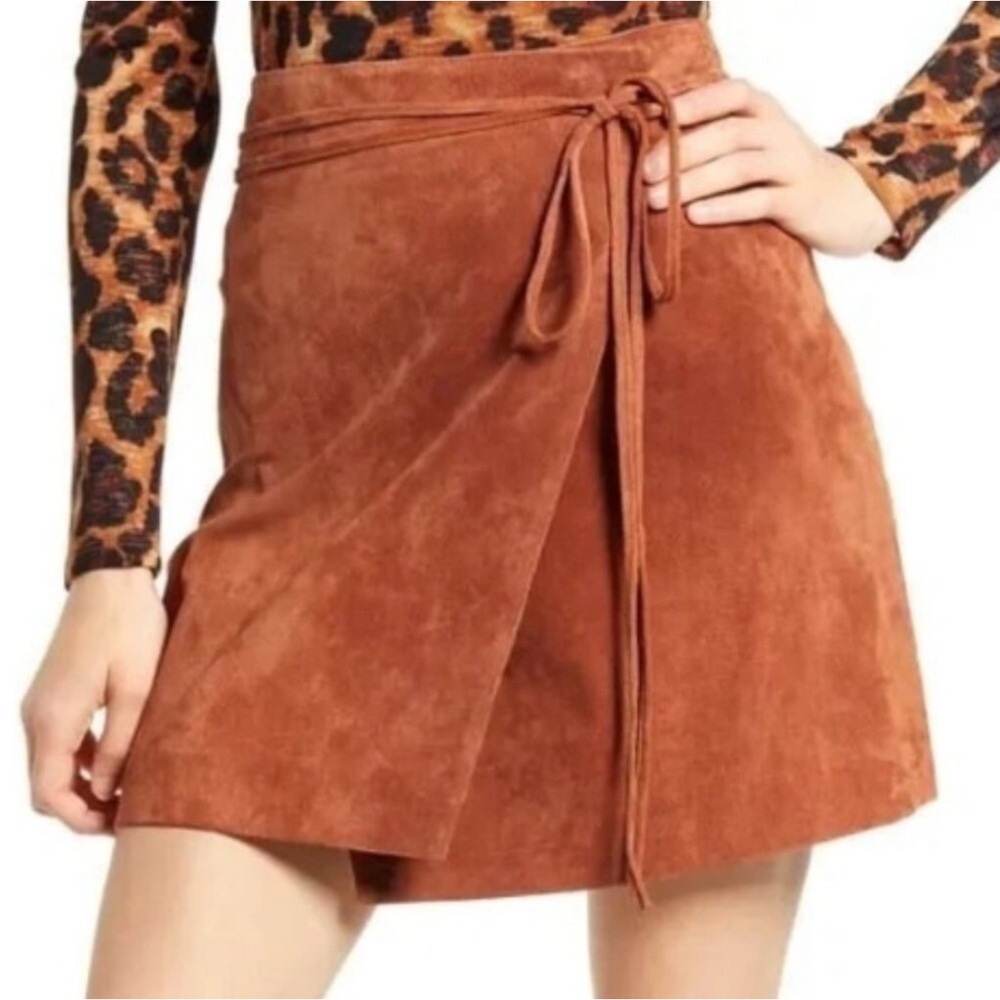 NWT BlankNYC Suede Leather Wrap Mini Skirt size 6/28